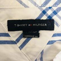 トミーヒルフィガー　TOMMY HILFIGER ユースXL チェック柄　レギュラーシャツ　ホワイト×ブルー_画像6