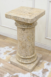 DN23 高級 イタリア製 天然石 化石？ 大理石 サイドテーブル 飾り台 花台 フラワースタンド オブジェ台 オブジェ 電話台 ガーデニング