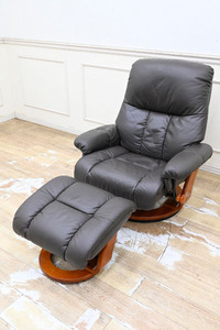 N132M buy approximately 10 ten thousand jpy super-beauty goods original leather .... reclining sofa personal chair rotary one seater . chair ottoman attaching 