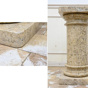 DN23 高級 イタリア製 天然石 化石？ 大理石 サイドテーブル 飾り台 花台 フラワースタンド オブジェ台 オブジェ 電話台 ガーデニングの画像5