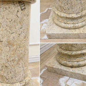 DN23 高級 イタリア製 天然石 化石？ 大理石 サイドテーブル 飾り台 花台 フラワースタンド オブジェ台 オブジェ 電話台 ガーデニングの画像4