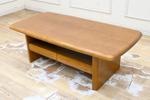 CM08 美品 購入10万円 高級家具の老舗 楢材 無垢 センターテーブル リビングテーブル ソファ 机 ローテーブル