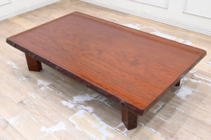 QN10 美品 激重 巨木 緻密 ブビンガ 一枚板 座卓 リビングテーブル 座敷机 ローテーブル 天然木 無垢 高級材