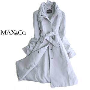 美品　MAX&Co. マックス&コー 8万 アイスブルーホワイト 春スプリングベルテッドコート