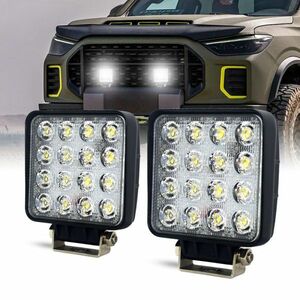 LED ワークライト 12V/24V 兼用 48W 6000K ホワイト 防水 作業灯 デッキライト 投光器 車幅灯 照明 トラック 2個set GZD05