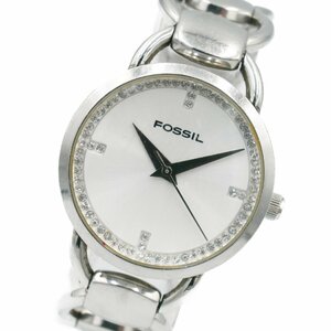 1円 稼働 FOSSIL F2 スワロフスキー ES-1355 スマートウォッチ Smartwatch QZ クオーツ 3針 銀 シルバー文字盤 SS 腕時計 112720240220