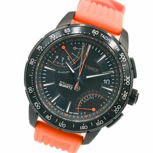 1円 稼働 美品 TIMEX INTELLIGENT QUARTZ T2N707 QZ クオーツ デイト フライバック クロノグラフ 黒文字盤 SS 腕時計 18120240220