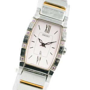 1円 稼働 SEIKO セイコー LUKIA ルキア 1F20-0BK0 8P ストーン QZ クオーツ ライトピンク文字盤 SSベルト 腕時計 レディース 119820240227