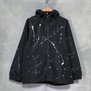 限定モデル NO ID ノーアイディー SPECIAL HAND PAINTED スプラッシュペイント フーデッドブルゾン ジャケット size.ONE ブラック パーカー