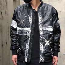 限定モデル NO ID ノーアイディー SPECIAL HAND PAINTED スプラッシュペイント MA-1 ブルゾン フライトジャケット size.ONE ブラック_画像9