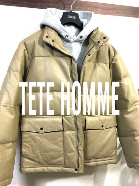 【 TETE HOMME 】レザーダウンL ベージュ