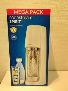 H【美品】ソーダストリーム スピリット SPIRIT メガパック 炭酸水 お酒 専用ボトル2本 ガスシリンダー 