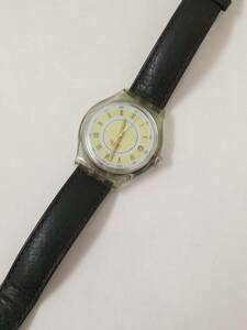 K ②【Swatch】スウォッチ ローマン 腕時計 自動巻き 3針 スケルトン 樹脂レザー革 AG1993 裏スケ 23石 2842/V8-E3B AT アナログ 稼働 可動