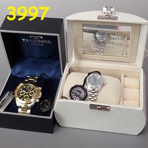 AC-3997◆テクノス　technos メンズ&レディース　腕時計2点　TGM640TB クロノグラフ　デッドストック&美品