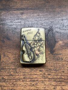 ZIPPO ジッポー オイルライター JAZZ 楽器　1993 ジッポーライター ゴールド　コントラバス　