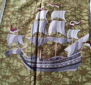  remake .* sailing boat embroidery . gorgeous . one .. kimono visit wear *USED