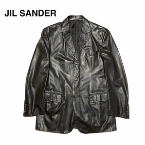 ☆美品 ジルサンダー JIL SANDER 3B シングル テーラードジャケット レザージャケット 濃茶 size 50 イタリア製 ブレザー ノームコア