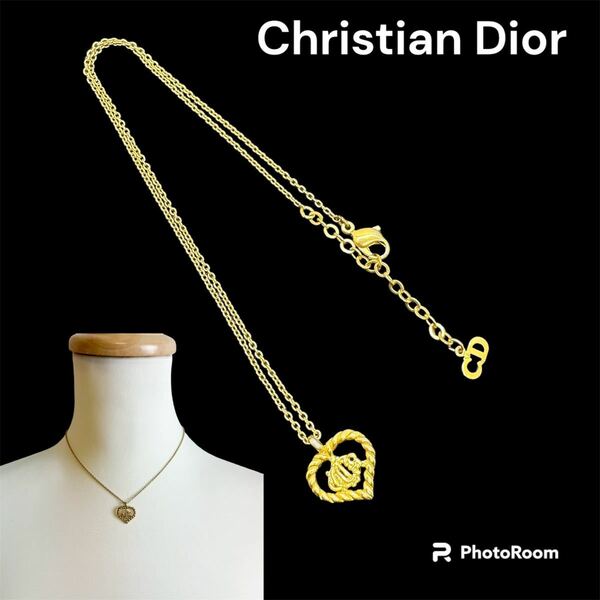 クリスチャンディオール　ネックレス　エンブレムロゴ　サークル　ハート　CD ChristianDior ヴィンテージ ゴールド系 アクセサリー