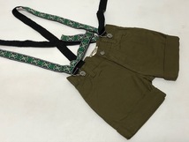 110cm 【 新品 ! 未使用 ! 】 キッズ 子供 特価！OIL CLOTHING SERVICE ショートパンツ ズボン サスペンダー オイル 子供服 / 管理MAS-235_画像1