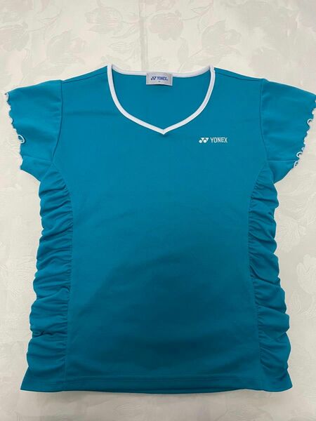テニスウェア　ゲームシャツ/ヨネックス　Mサイズ　袖フリル　ブルー