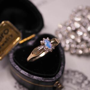 ＊K10ラベンダーオパールリング＊英国アンティーク イギリス ヴィンテージ 指輪 金 昭和レトロ ring vintage antique gold opal (検K18