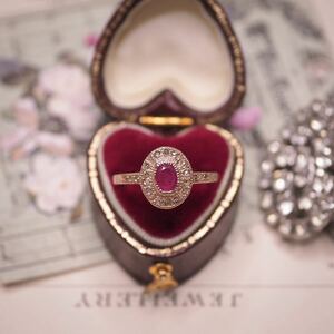 ＊K9ローズカットダイヤ＆ルビーリング＊英国アンティーク ヴィンテージ ヴィクトリアン ring vintage antique gold diamond ruby (検K18