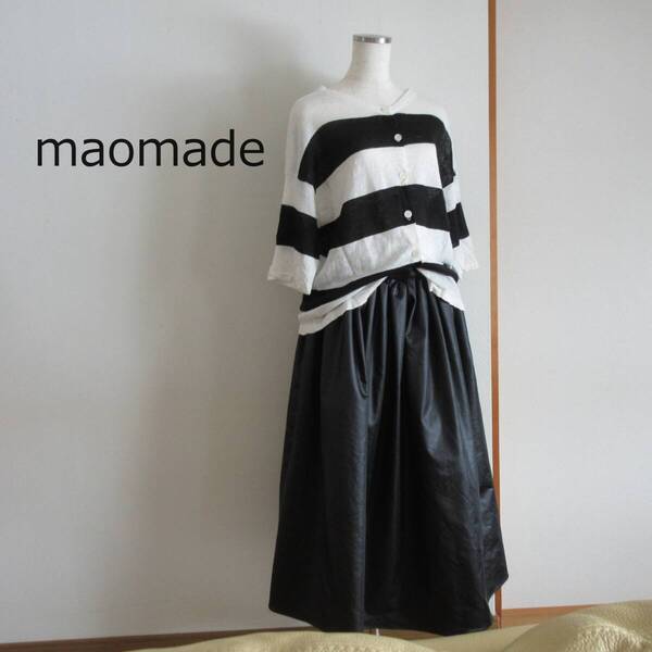 maomade★マオメイド リネン2WAYボーダーワイドプルオーバー 321117
