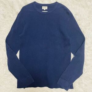 美品/XL BEAMS ニット ロンT セーター クルーネック 長袖 Tシャツ プルオーバー ネイビー スウェット ビームス 日本製