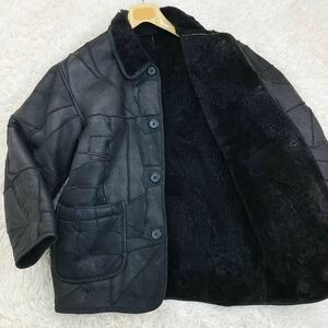 XLサイズ ムートンジャケット アウター ボア ボマー リアルムートン 羊革 ラムレザー 黒色 ブラック メンズ 紳士服 フライトジャケット