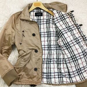 美品 バーバリーブラックレーベル BURBERRY BLACK LABEL ダウンジャケット ブルゾン 中綿 アウター ノバチェック ベージュ メンズ Lサイズ