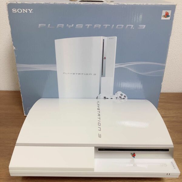【ジャンク品】SONY PlayStation3 ホワイトコントローラー3個 ケーブル4本 PS2ソフト2本 PS3ソフト1本
