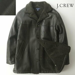 【90年代！ヴィンテージ】美品 J.CREW ジェークルー 牛革 カウレザー 裏ボア ムートンコート ダークブラウン M JP:L 中綿 ランチ