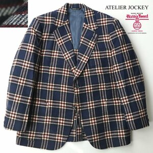 美品 ATELIER JOCKEY アトリエ ジョッキー Harris Tweed社 ハリスツイード テーラードジャケット チェック B6 JP:XL【相場価格￥73,000-】