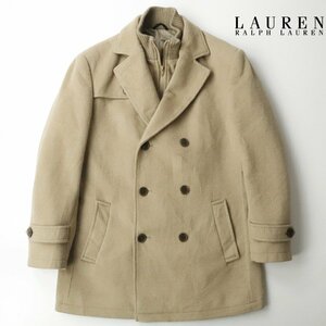 美品 Lauren Ralph Lauren ローレンラルフローレン ビーバーウール レイヤード アルスターコート ベージュ 40R JP:L-XL チェスター -