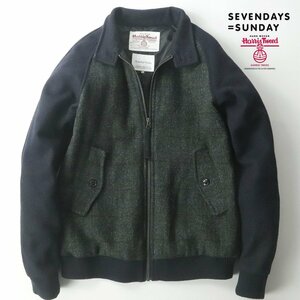 極美品 Sevendays=Sundays 英国老舗 HARRIS TWEED ハリスツイード コラボ G-9 スウィングトップ ハリントンジャケット ブルゾン Ｍ メンズ