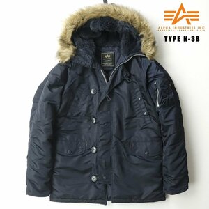 美品 ALPHA INDUSTRIES アルファー インダストリーズ ナイロンツイル TYPE N-3B フライトジャケット 紺 ネイビー M【参考価格￥33,000-】