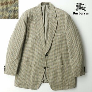 美品 BURBERRYS バーバリー 刻印 レザーボタン 千鳥格子 ツイードウール 2つボタン ブレザージャケット XL 【参考価格￥132,000-】