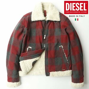 美品 イタリア製 DIESEL ディーゼル WAPATEA 裏ボア TYPE B-3 ボマージャケット バッファローチェック XL【相場価格￥66,000-】