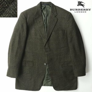 美品 BURBERRY LONDON バーバリー カシミヤ混 ツイードウール テーラードジャケット チェック 43 JP:XL【相場価格￥121,000-】