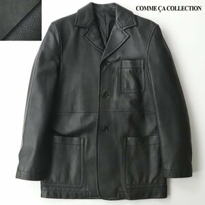 美品 プラチナコムサ COMME CA COLLECTION コムサコレクション 羊革 ラムレザー テーラードジャケット 黒 2 JP:M【参考価格￥96,000-】