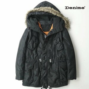 美品 DENIME ドゥニーム ナイロンツイル モッズコート アークティックパーカ 黒 ブラック 42 JP:XL 中綿入り ミリタリー フライト