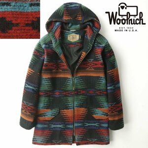 【90年代 レア物！】美品 USA アメリカ製 Woolrich ウールリッチ ネイティブ フーデッドコート マルチカラー L JP:XL パーカ