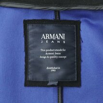 極美品 ジョルジオ・アルマーニ ARMANI JEANS カットオフ加工 ボンディング メルトン Pコート 黒 ブラック 46 JP:M【相場価格￥95,800-】_画像5