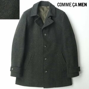 極美品 COMME CA MEN コムサメン 07-10WP06 秋冬 ツイードウール チェスターコート カーキ M ステンカラー【相場価格￥43,000-】