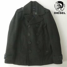 国内正規品 美品トルコ製 DIESEL ディーゼル デニム切替 メルトンウール Pコート S ピーコート ダブルブレスト【相場価格￥58,000-】_画像1