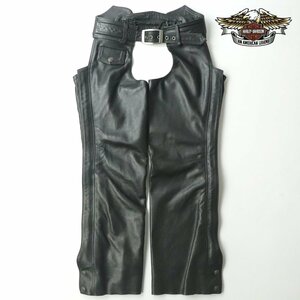 美品 HARLEY DAVIDSON ハーレーダビッドソン 牛革 チャップス レザーパンツ 黒 ブラック M バイクウェア【相場価格￥53,900-】-