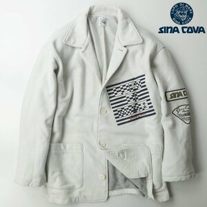 美品 日本製 SINA COVA シナコバ ワッペン付き 裏ボア スウェットジャケット ライトグレー M JP:L メンズ【相場価格￥63,800-】