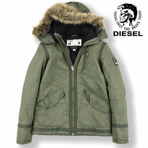 相場価格￥39,900- 美品 メンズ 人気 DIESEL ディーゼル ファー付き ミリタリーパーカ 中綿入り カーキ M 国内正規品