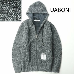 【パリ発！】極美品 UABONI ユアボニ ウールブレンド ニットパーカ カーディガン メランジ 46 JP:M 裏起毛 相場価格￥37,300-