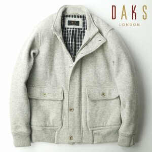 【高級ふわふわ！】美品 日本製 DAKS LONDON ダックス カシミヤ30％ ラムウール A-1 ニットブルゾン L 中綿入り【参考価格￥121,000-】